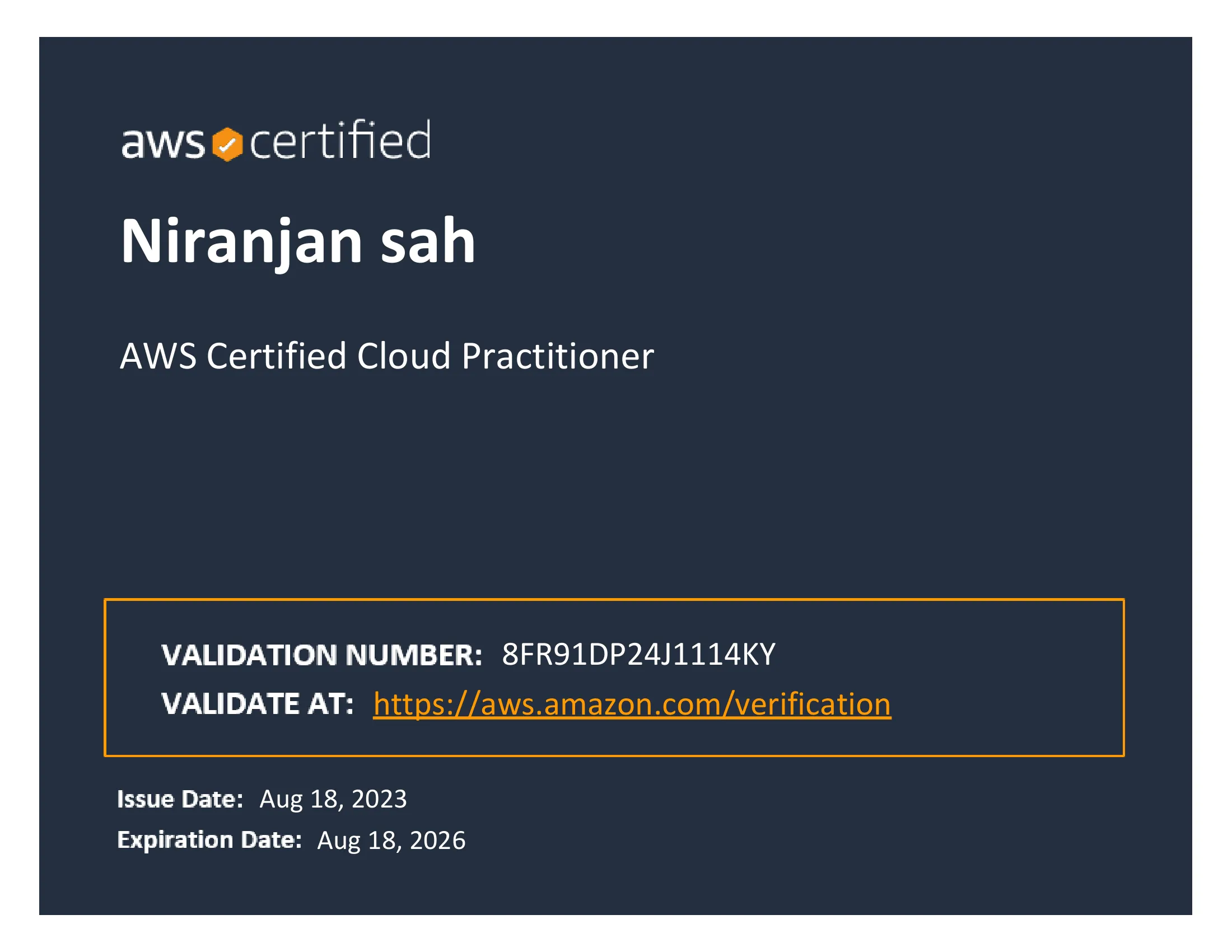 AWS Cloud Practitioner certificate
